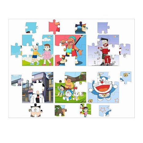 TodFod Wooden Jigsaw Puzzles Toy for Kids & Children Doremon & Friends 54 Pieces 6 in 1 Jigsaw Puzzles