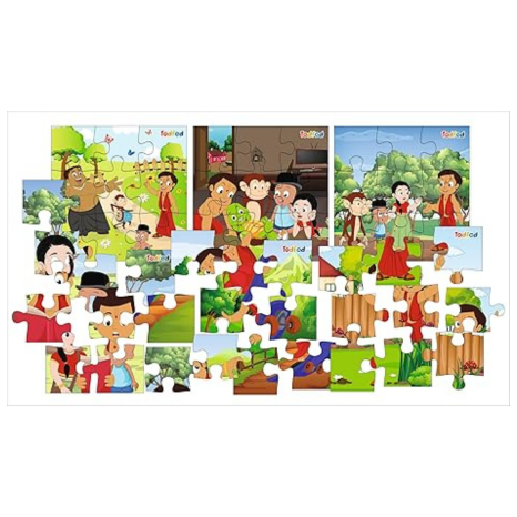 TodFod Wooden Jigsaw Puzzles Toy for Kids & Children Chhota Bheem 54 Pieces 6 in 1 Jigsaw Puzzles