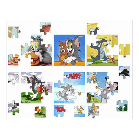 TodFod Wooden Jigsaw Puzzles Toy for Kids & Children Tom & Jerry 54 Pieces 6 in 1 Jigsaw Puzzles