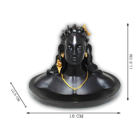 JH Gallery Polyrasin Lord Adiyogi Shiva Statue Mahadev Murti HomeOffice Decor Matte Black