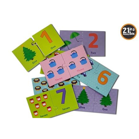 Popcorn Games & Puzzles Numbers 2 Piece Self Correcting Puzzles 21 Puzzles In A Box