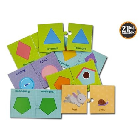 Popcorn Games & Puzzles Shapes Sizes & Opposites 2 Piece Self Correcting Puzzles 21 In A Box & Matching