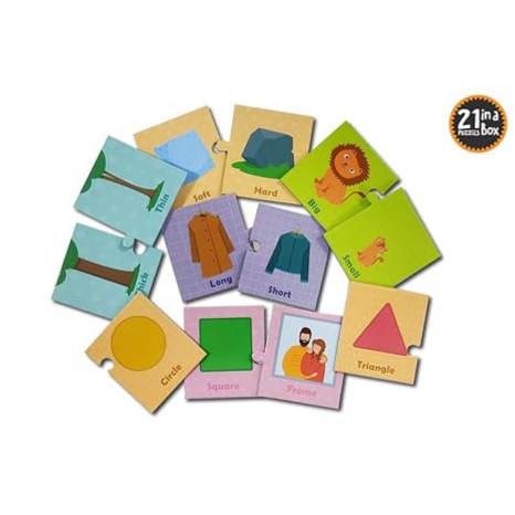 Popcorn Games & Puzzles Shapes Sizes & Opposites 2 Piece Self Correcting Puzzles 21 In A Box & Matching