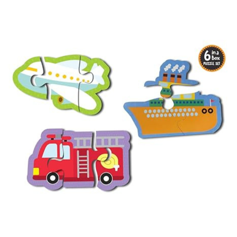 Popcorn Games & Puzzles Things That Move 3 Piece Puzzles 6 In A Box & Transport Activity Book