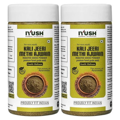 Iyush Herbal Ayurveda Kali Jeeri Methi Ajwain Mixture Each - 100 gms (Pack of 2)