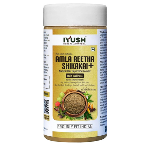 Iyush Herbal Ayurveda Amla Reetha Shikakai 13 Herbs In One Hair Pack Powder