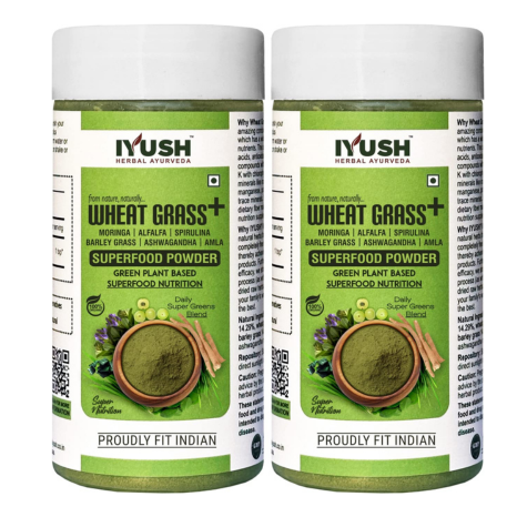 Iyush Herbal Ayurveda Organic Wheat Grass Plus Amla Multivitamin Each - 100 gms (Pack of 2)