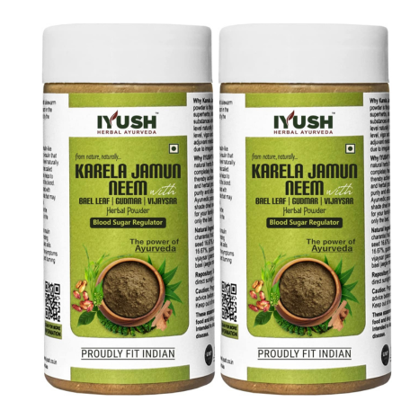 Iyush Herbal Ayurvedic of Karela Jamun Neem Powder - 250 gms (Pack of 2)