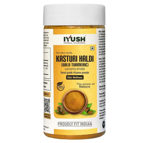 Iyush Herbal Ayurveda Kasturi Haldi Powder for Face Beauty Wild Turmeric
