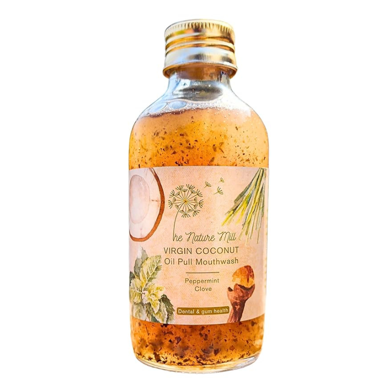 The Nature Mill Virgin Coconut Oil Pull Mouthwash Peppermint Clove