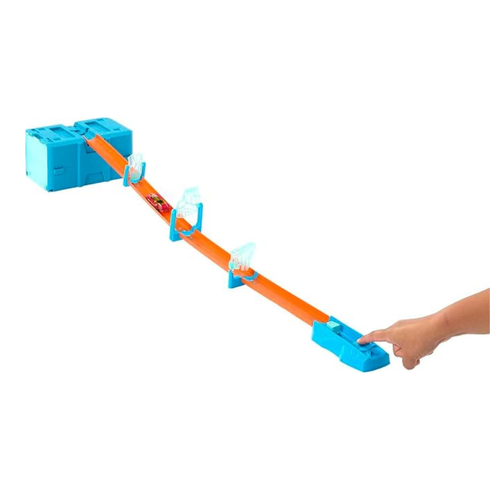 Hot Wheels Track Set with 1 Hot Wheels Car Ice Themed Track Building Set with 10 Track Pieces