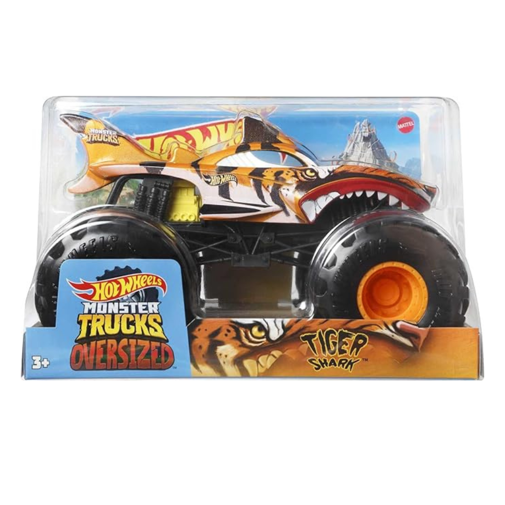 Hot Wheels Monster Trucks Oversized Monster Truck Tiger Shark 1:24 Scale Die-Cast Toy
