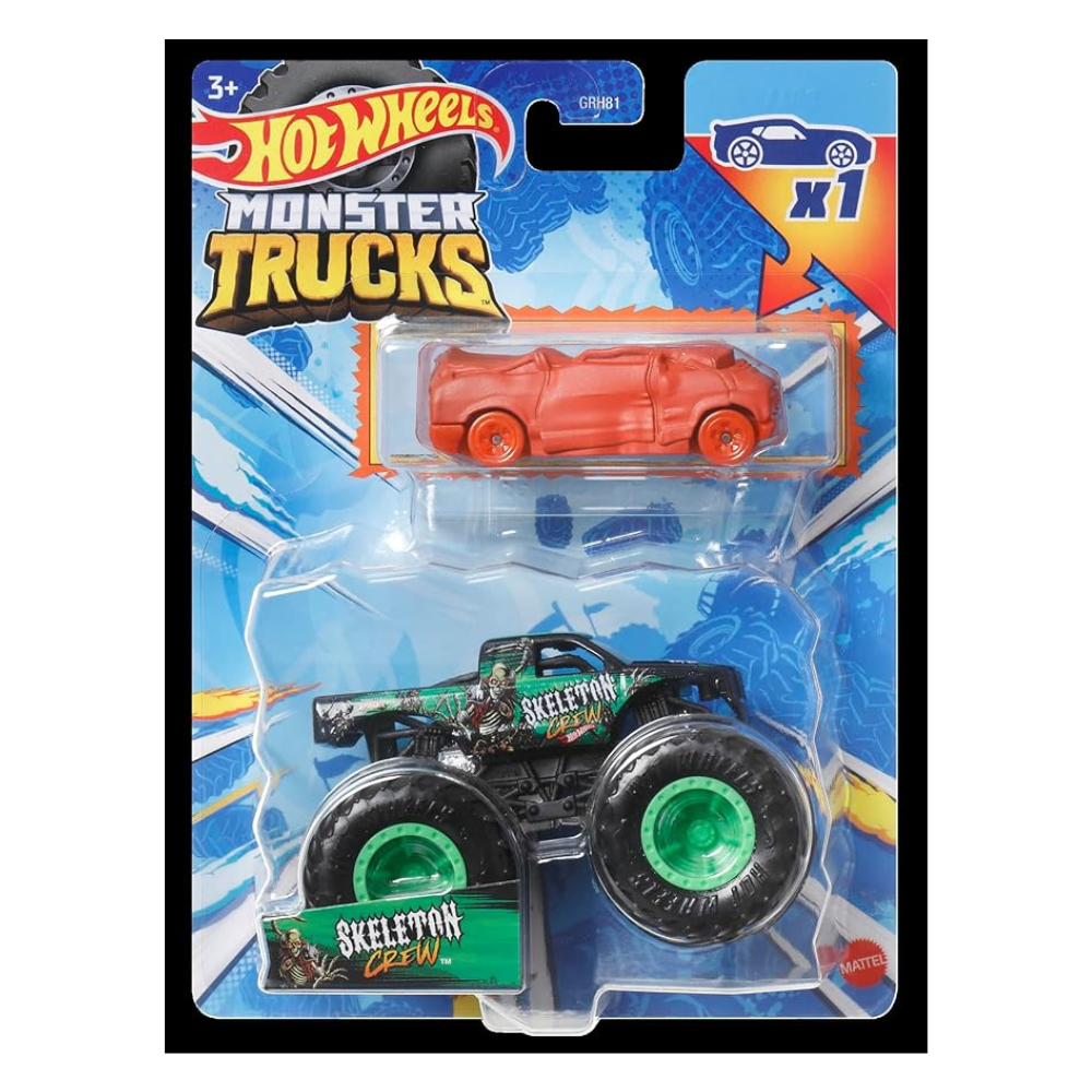 Hot Wheels Monster Trucks Skeleton Crew Vehicle Set of 2