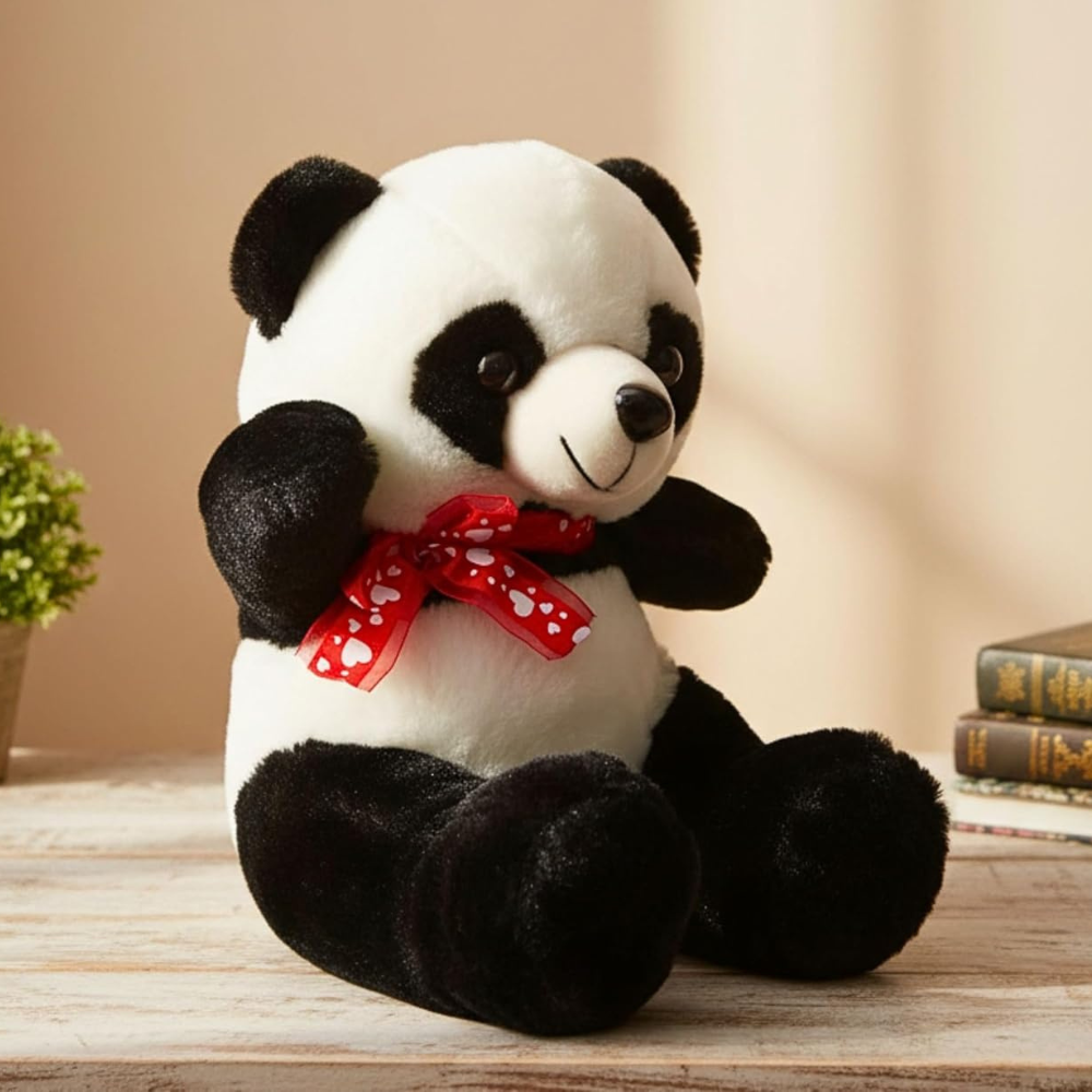 Tickles Panda with Bow Stuffed Soft Plush Animal Toy 26 cm Black & Whte Color