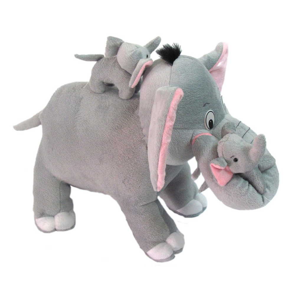 Tickles Mother Elephant with Two Babies Stuffed Soft Plush Animal Toy for Kids 32 cm Color Grey