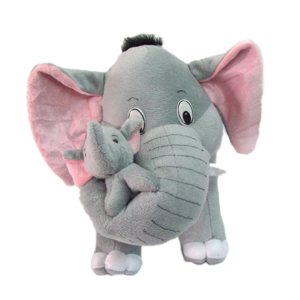 Tickles Mother Elephant with Two Babies Stuffed Soft Plush Animal Toy for Kids 32 cm Color Grey