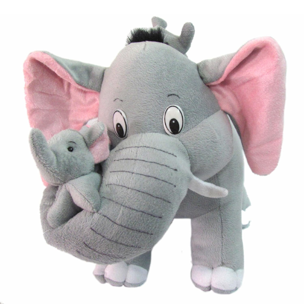 Tickles Mother Elephant with Two Babies Stuffed Soft Plush Animal Toy for Kids 32 cm Color Grey