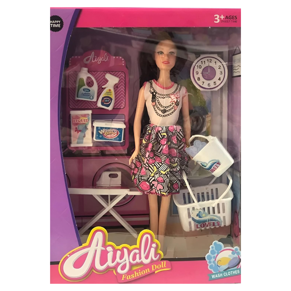 Tickles Fashion Doll with Cleaning Set Toy for Kids Multicolor 30 cm