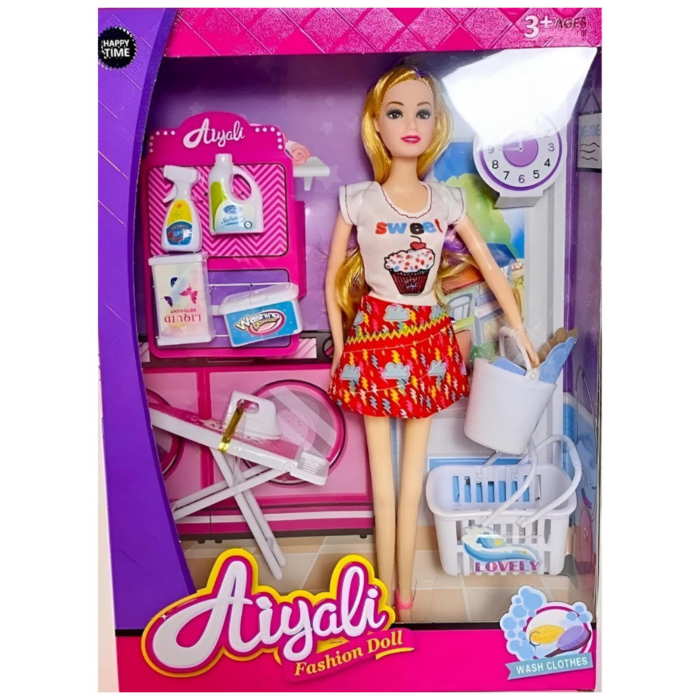 Tickles Fashion Doll with Cleaning Set Toy for Kids Multicolor 30 cm