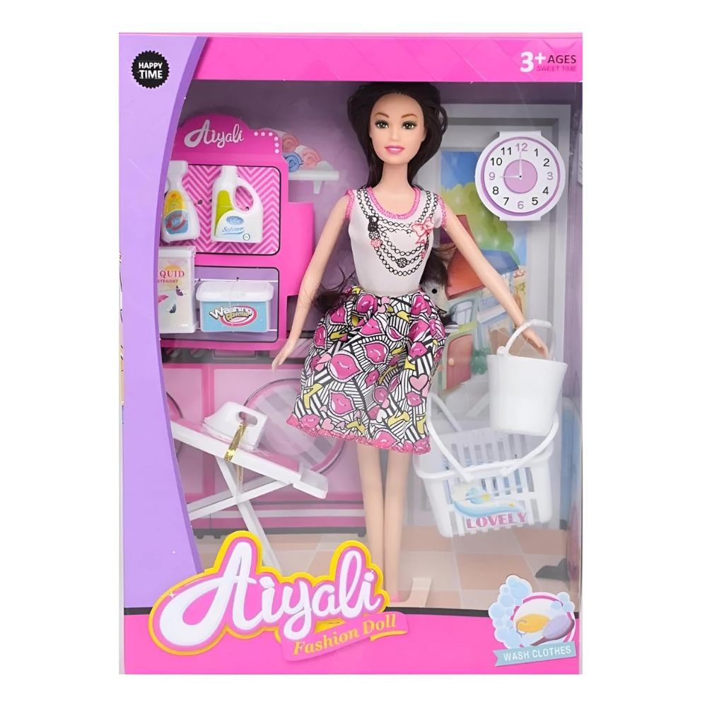 Tickles Fashion Doll with Cleaning Set Toy for Kids Multicolor 30 cm