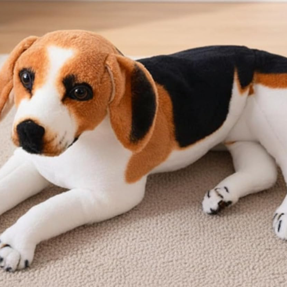 Tickles Sitting Beagle Dog Soft Stuffed Plush Toy for Kids 25 cm Color White & Brown