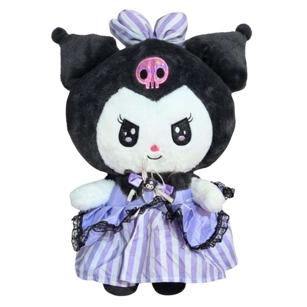 Tickles Cute Anime Doll Soft Stuffed Plush Cartoon Character Toy for Kids Color Purple & Black 40 cm
