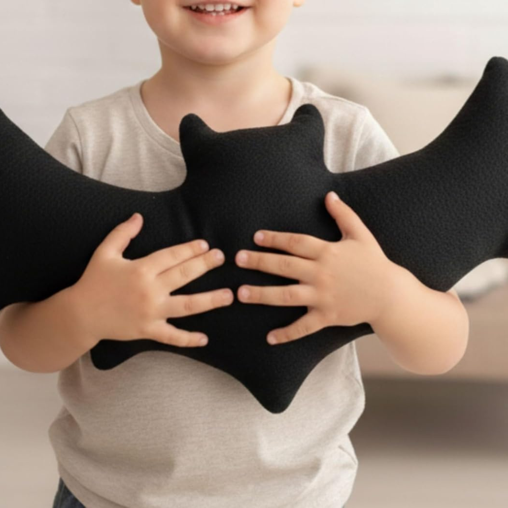 Tickles Bat Soft Stuffed Plush Pillow Cushion for Kids 35 cm Color Black