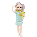 Tickles Movable Joints Cute Beautiful Eyes Fashionable Flower Frock Dress Doll for Kids 30 cm Color Green