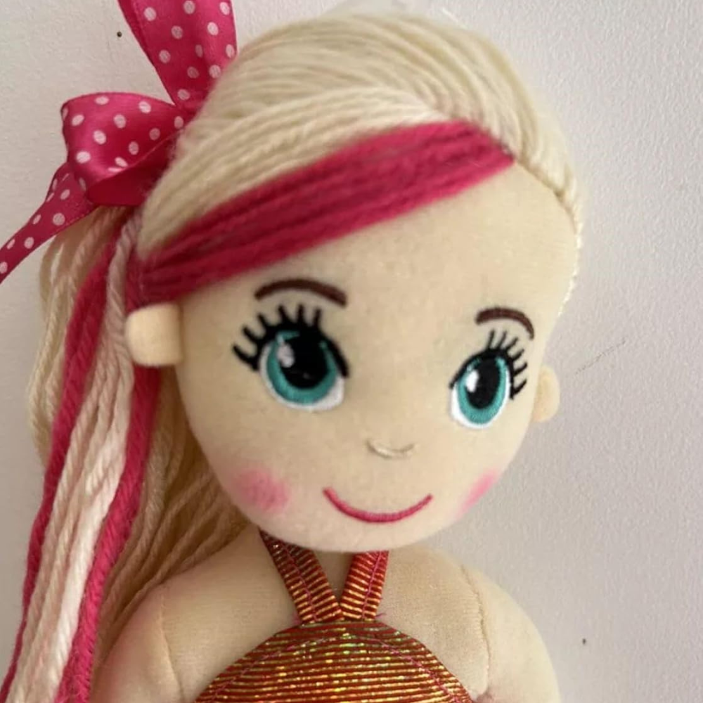 Tickles Mermaid Princess Soft Doll with Sparkly Sequin Tail & Bow Hair for Kids 45 cm