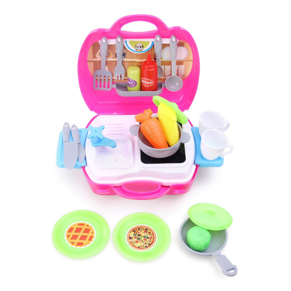 Play Nation 28 Pcs Chef Home Kitchen Suitcase Premium Playset for Boys & Girls