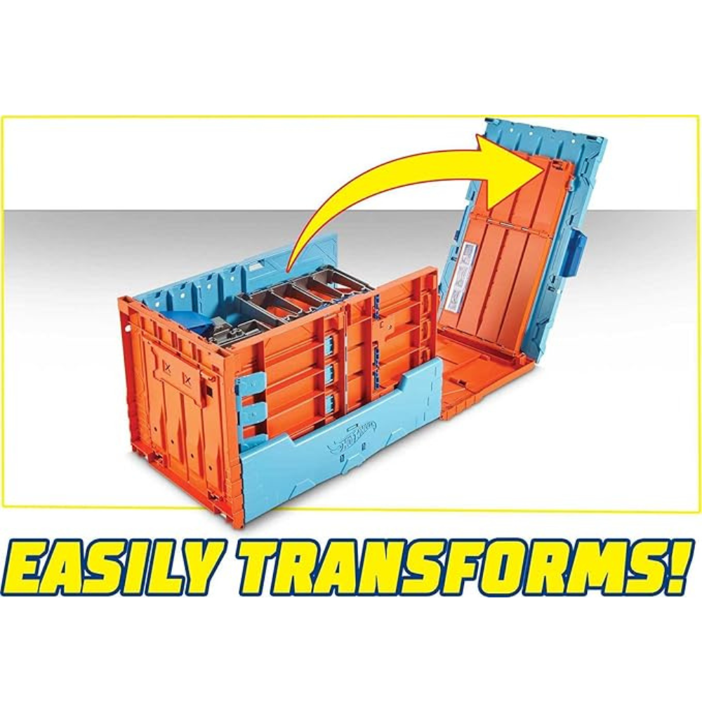 Hot Wheels Race Crate with 3 Stunts in 1 Set Portable Storage Ages 6 to 10