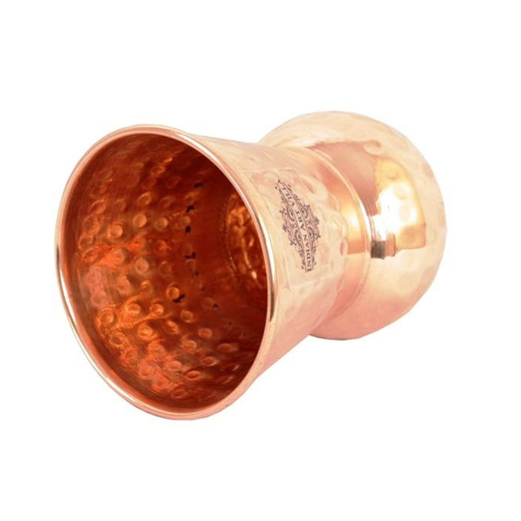 Indian Art Villa Copper Glass Tumbler Hammer Design