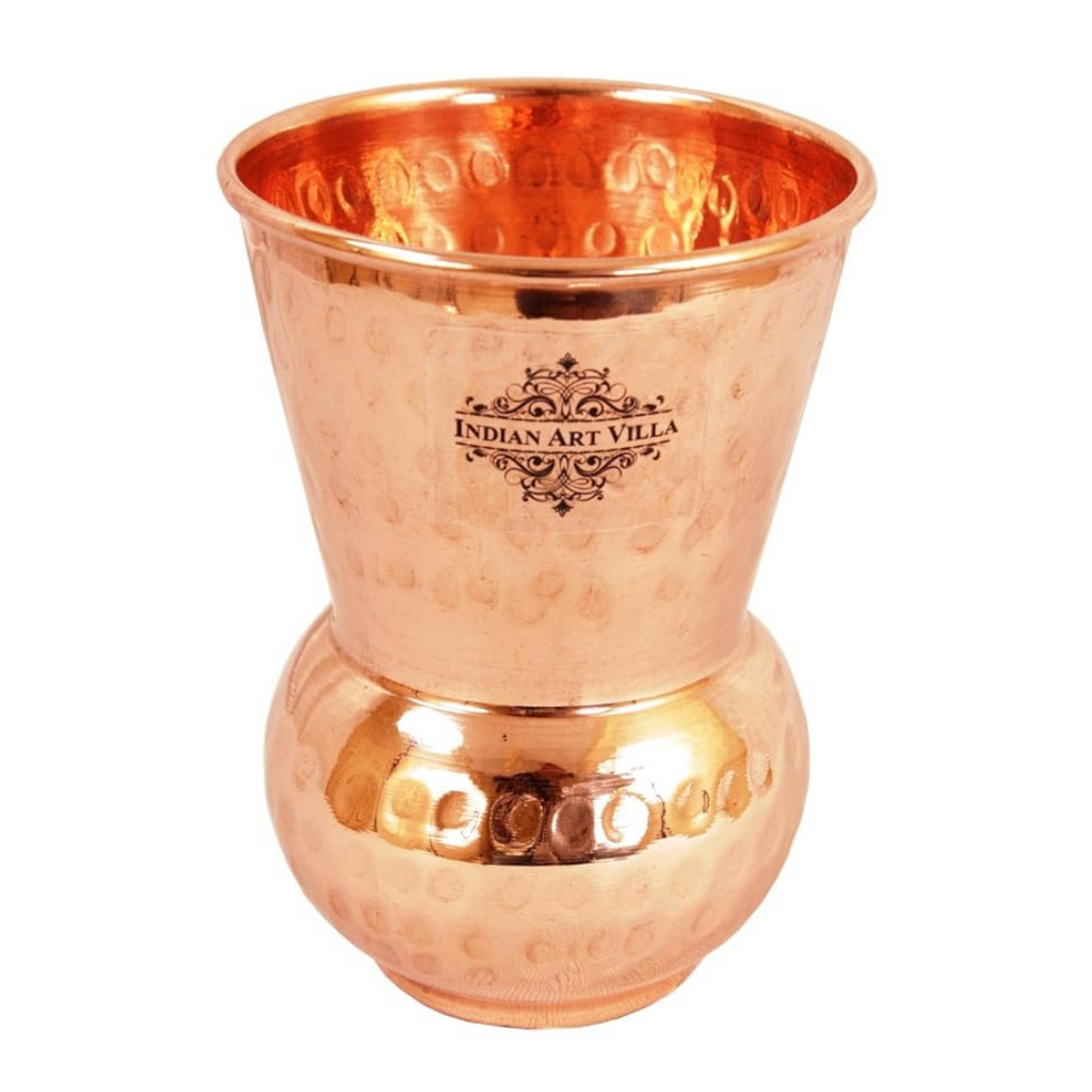 Indian Art Villa Copper Glass Tumbler Hammer Design