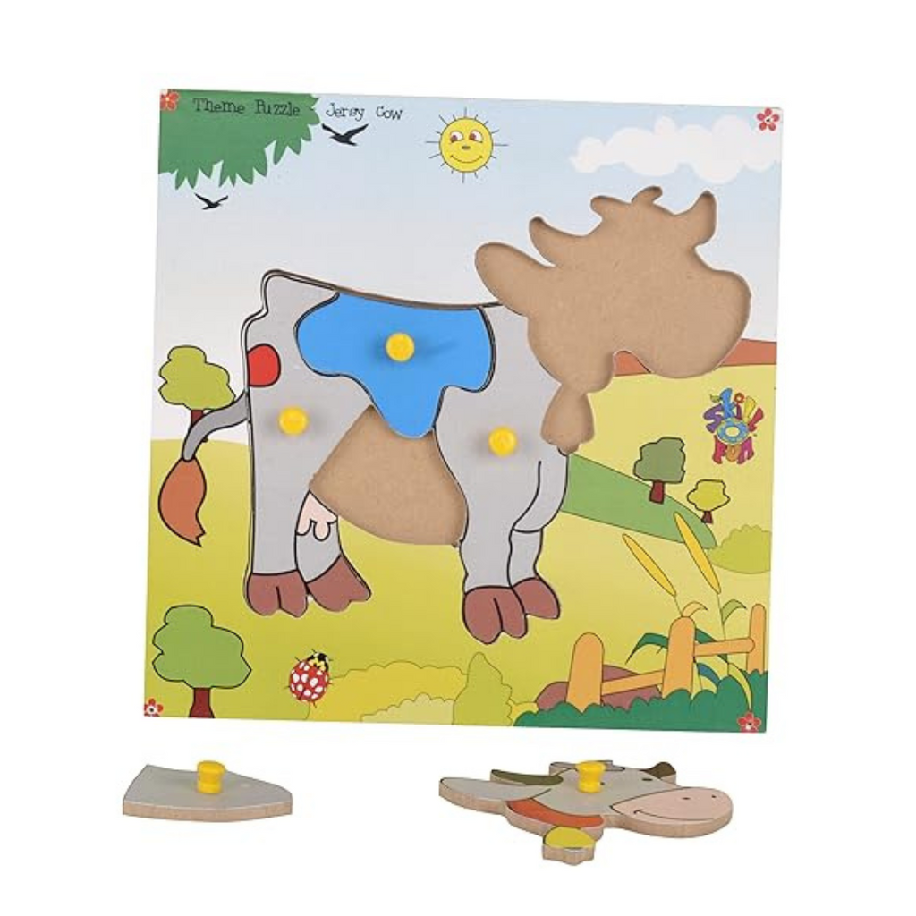 Skillofun Wooden Theme Puzzle Standard Cow Knobs Multi Color