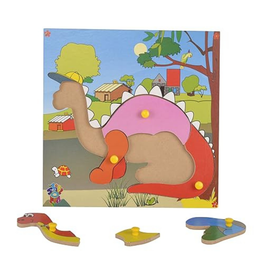 Skillofun Tps 30 Wooden Theme Puzzle Standard Dinosaur Knobs Multi Color For Kids