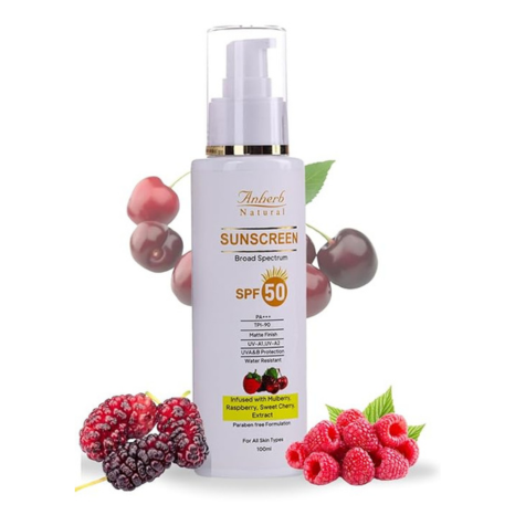 Anherb Natural SPF 50 Sunscreen Lotion UVA + UVB Protection - 100 ml