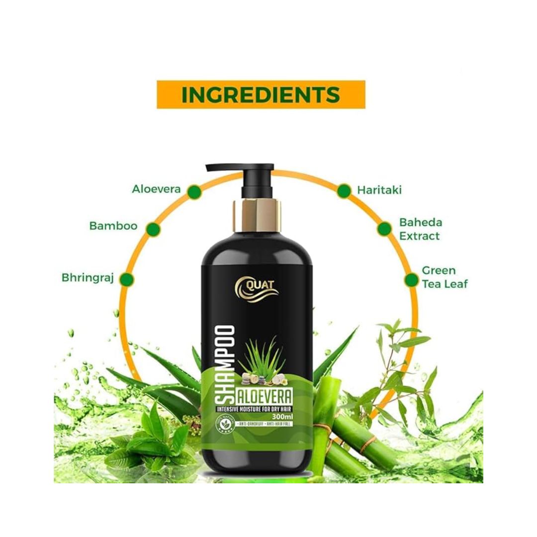 Quat Natural Aloevera Silky & Stronger Hair Shampoo - 300 ml