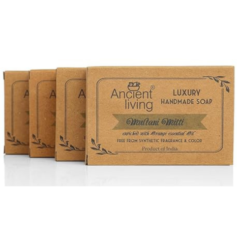 Ancient Living Multani Mitti Luxury Handmade Organic Soap - 100 gms Each (Pack of 4)