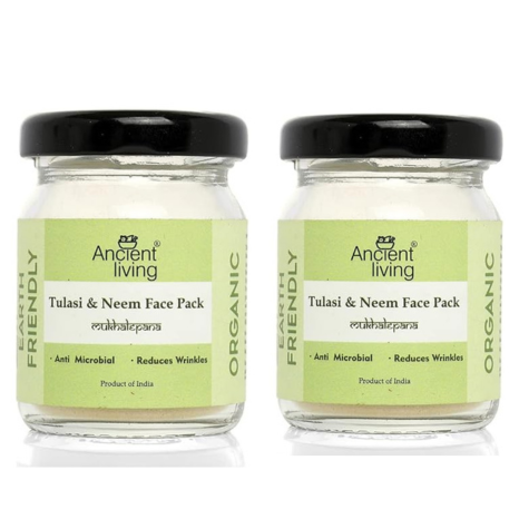 Ancient Living Organic Tulasi & Neem Face Pack - 20 gms Each (Pack of 2)