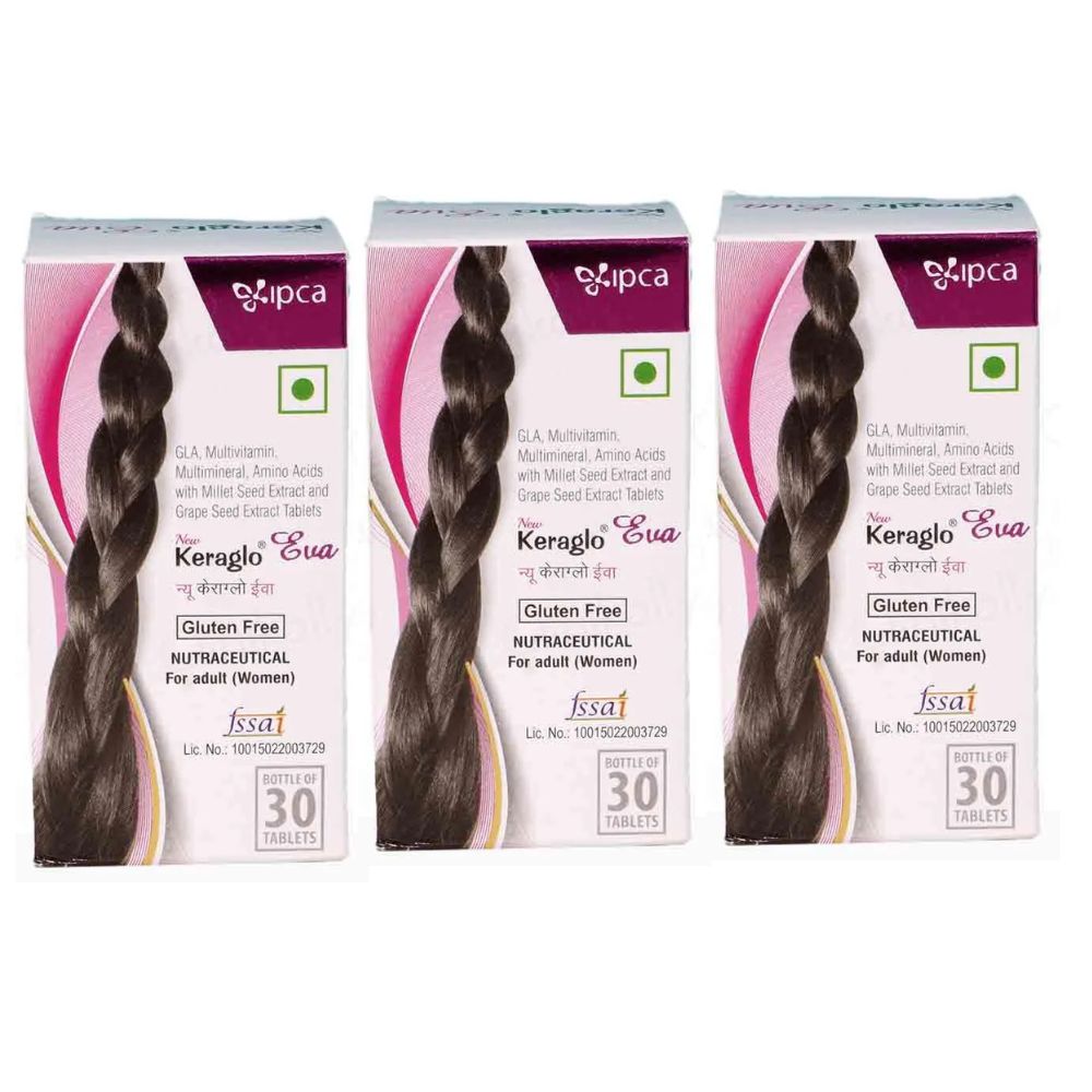 IPCA Keraglo EVA Natural extract Tablets - 30 Tabs (Pack of 3)