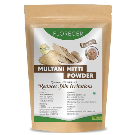Florecer Multani Mitti Powder For Face Pack Skin And Hair - 100 gms