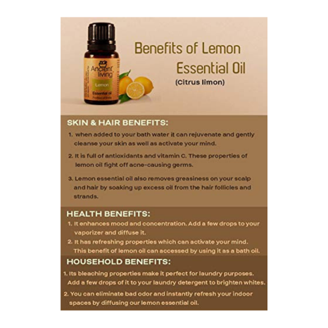Ancient Living Organic Lemon Essential Oil - 10 ml