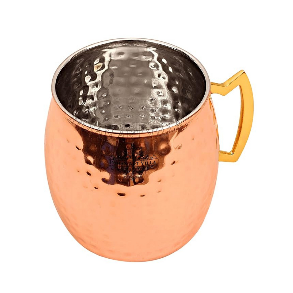 Indian Art Villa Hammered Steel With Copper Plated Nickel Moscow Mule Beer Mug | 600 ml