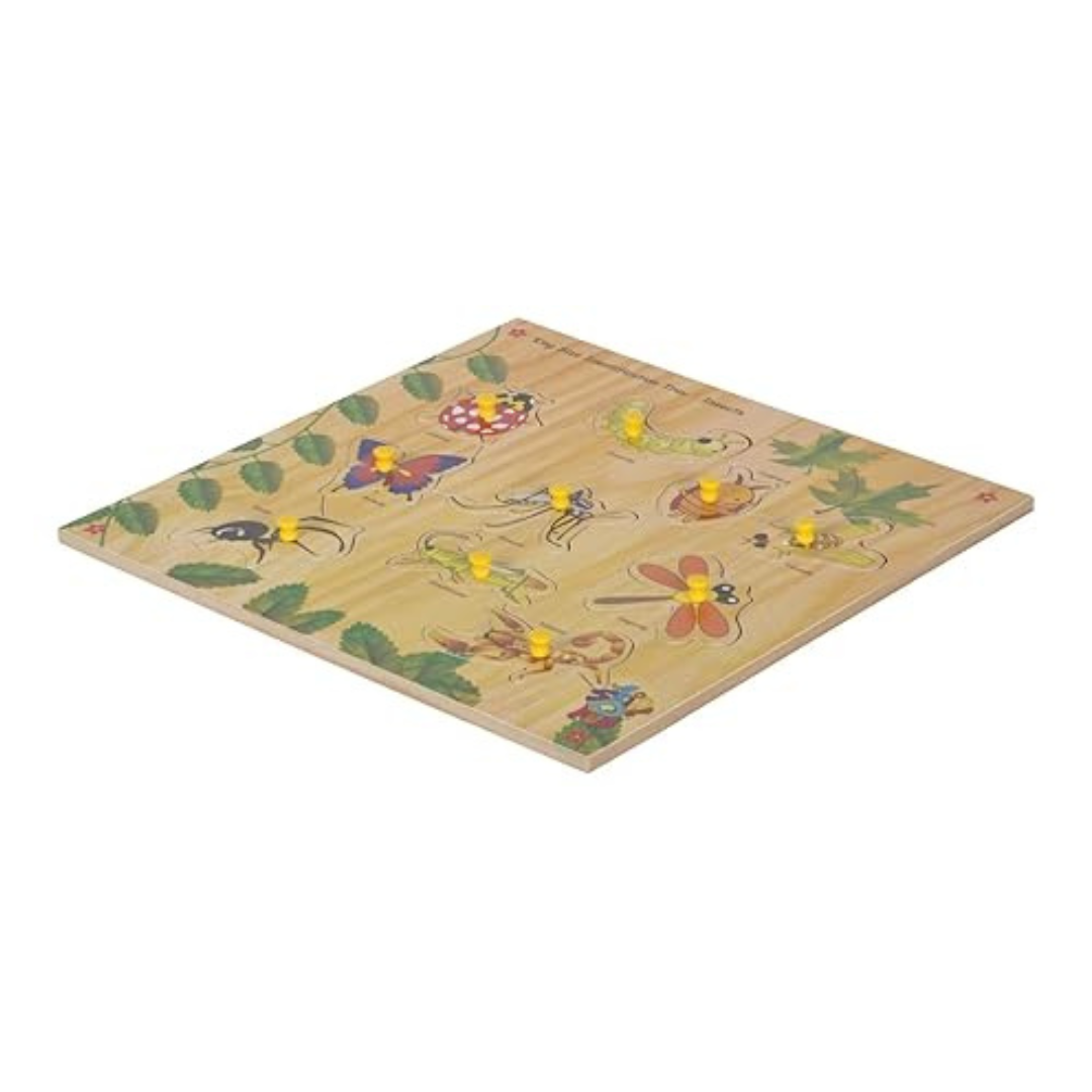 Skillofun SFS-44J Wooden Kingsize Identification Tray Insects with Knobs Multi Color