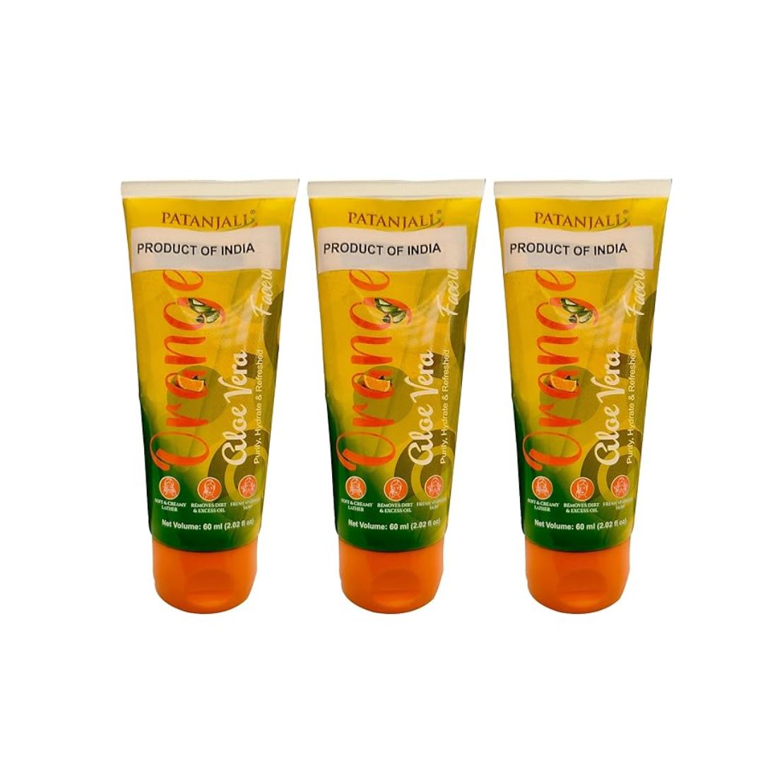 Patanjali Face Wash Orange And Aloevera - 60 gms (Pack of 3)