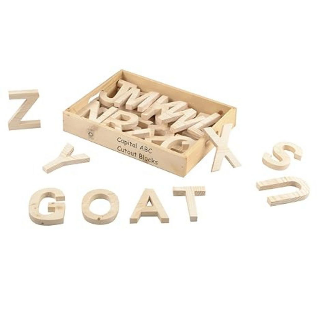 Skillofun Wooden Capital ABC Cutout Block (A-Z) Multi Color