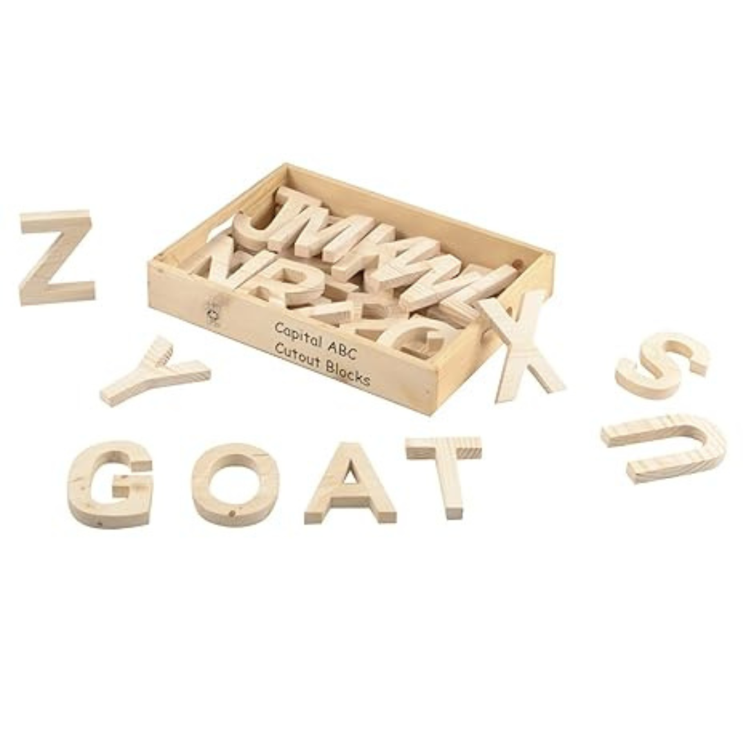 Skillofun Wooden Capital ABC Cutout Block (A-Z) Multi Color