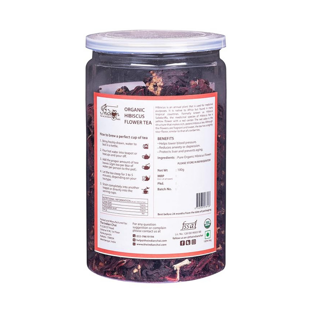 The Indian Chai - Organic Hibiscus Flower Tea Herbal Tisane - 100 Gms