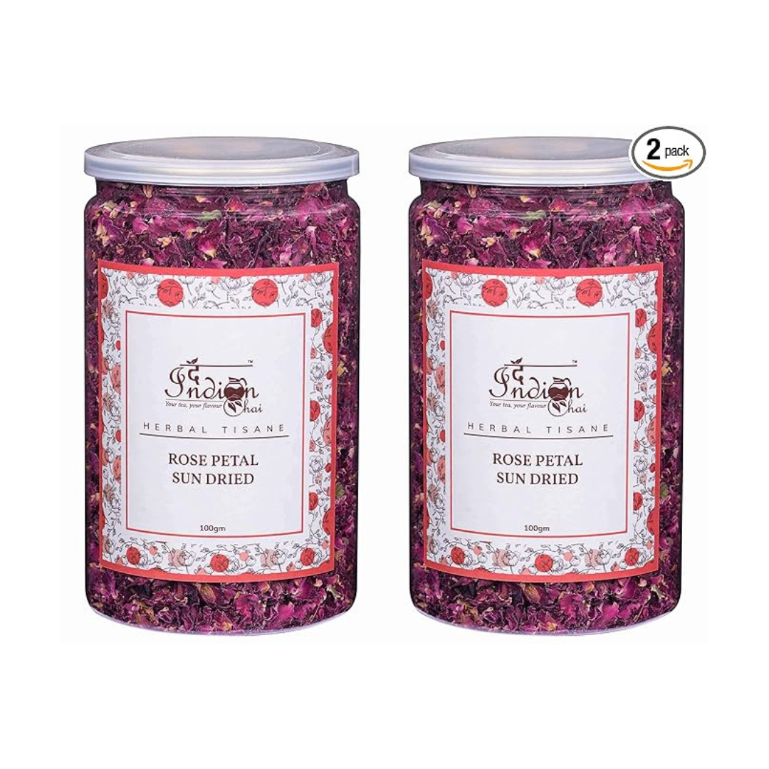 The Indian Chai - Rose Petals Sun Dried - 100 gms (Pack of 2)