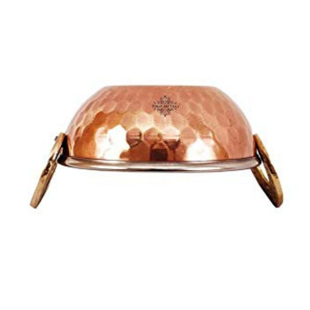Indian Art Villa Hammered Design Steel Copper Serving Very Small Kadhai Wok | 200 ml